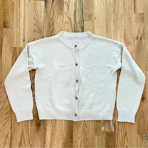 Vintage Y2K Cream Neutral Button Up Cardigan Size Small